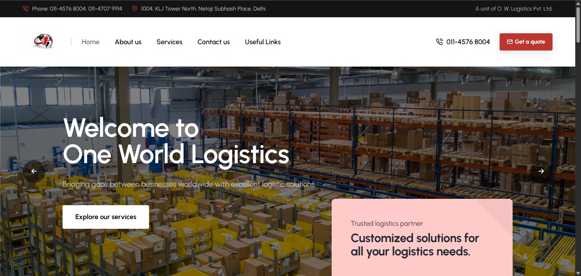 One World Logistics — website by APT Brand Lab